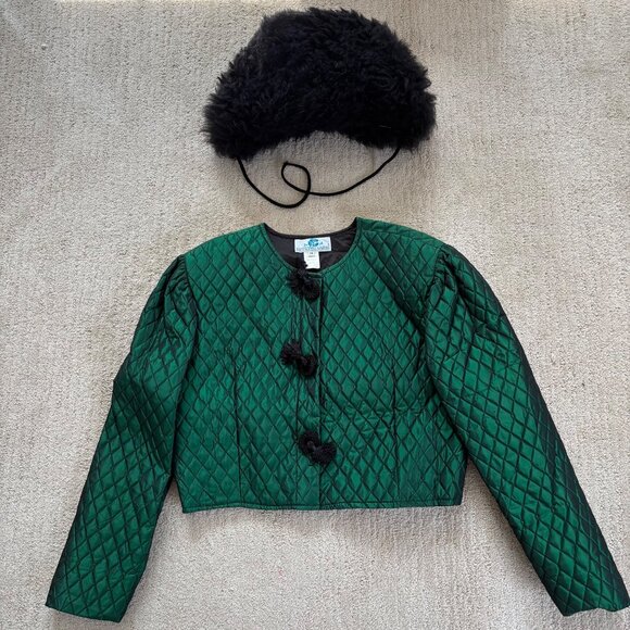 Vintage Nicole Summers Emerald Green Quilted Cropped Jacket Made in USA - Picture 4 of 9